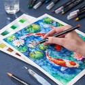 Arteza Real Brush Pens, 48 Colors for Watercolor Painting with Flexible Nylon Brush Tips, Paint Markers for Coloring, Calligraphy and Drawing with Water Brush for Artists and Beginner Painters