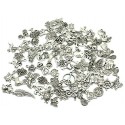 JIALEEY Wholesale Bulk Lots Jewelry Making Silver Charms Mixed Smooth Tibetan Silver Metal Charms Pendants DIY for Necklace Bracelet Jewelry Making and Crafting, 100 PCS