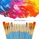 BOSOBO Paint Brushes Set, 2 Pack 20 Pcs Round Pointed Tip Paintbrushes Nylon Hair Artist Acrylic Paint Brushes for Acrylic Oil Watercolor, Face Nail Art, Miniature Detailing & Rock Painting, Blue