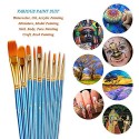 BOSOBO Paint Brushes Set, 2 Pack 20 Pcs Round Pointed Tip Paintbrushes Nylon Hair Artist Acrylic Paint Brushes for Acrylic Oil Watercolor, Face Nail Art, Miniature Detailing & Rock Painting, Blue