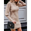 Simplee Women's Long Sleeve Bodycon Sweater Dress Cable Knit Turtleneck Sweater Dresses